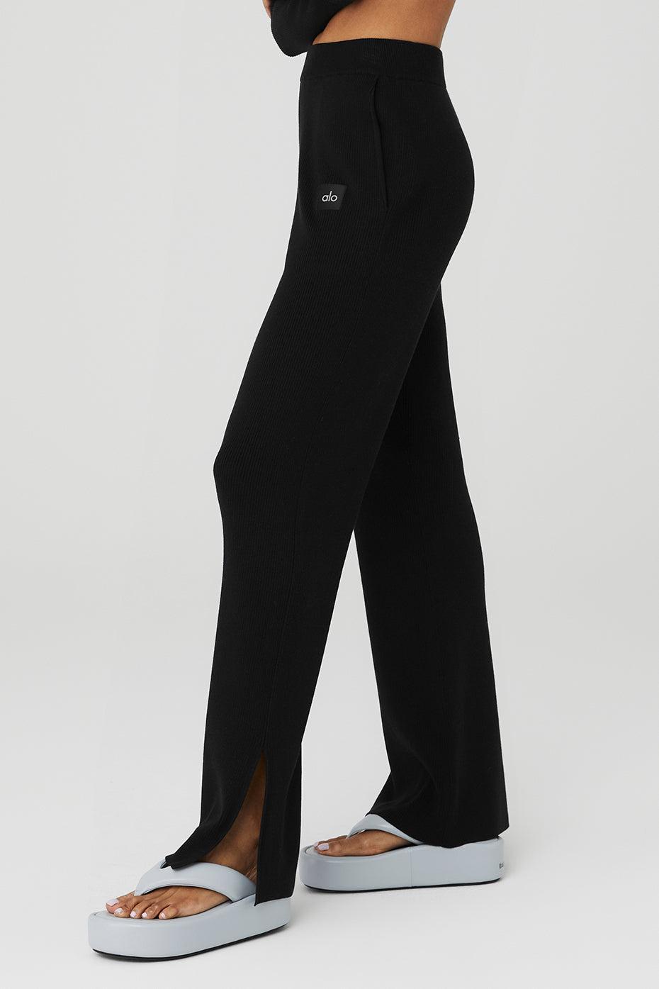 Knit High-Waist Salana Wide Leg Pant - Black Female Product Image