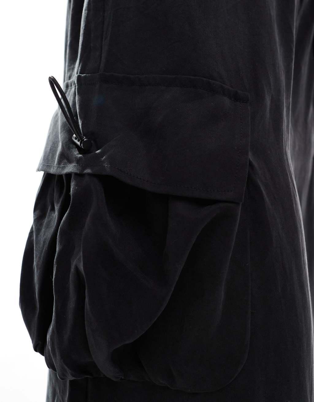 ASOS DESIGN cargo maxi skirt in black Product Image