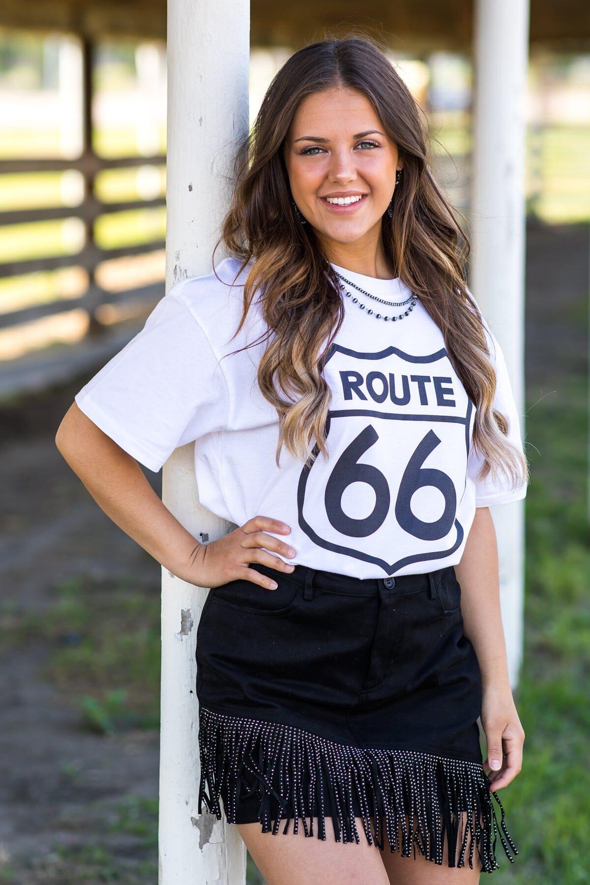 Black Denim Skirt With Fringe Detail Product Image
