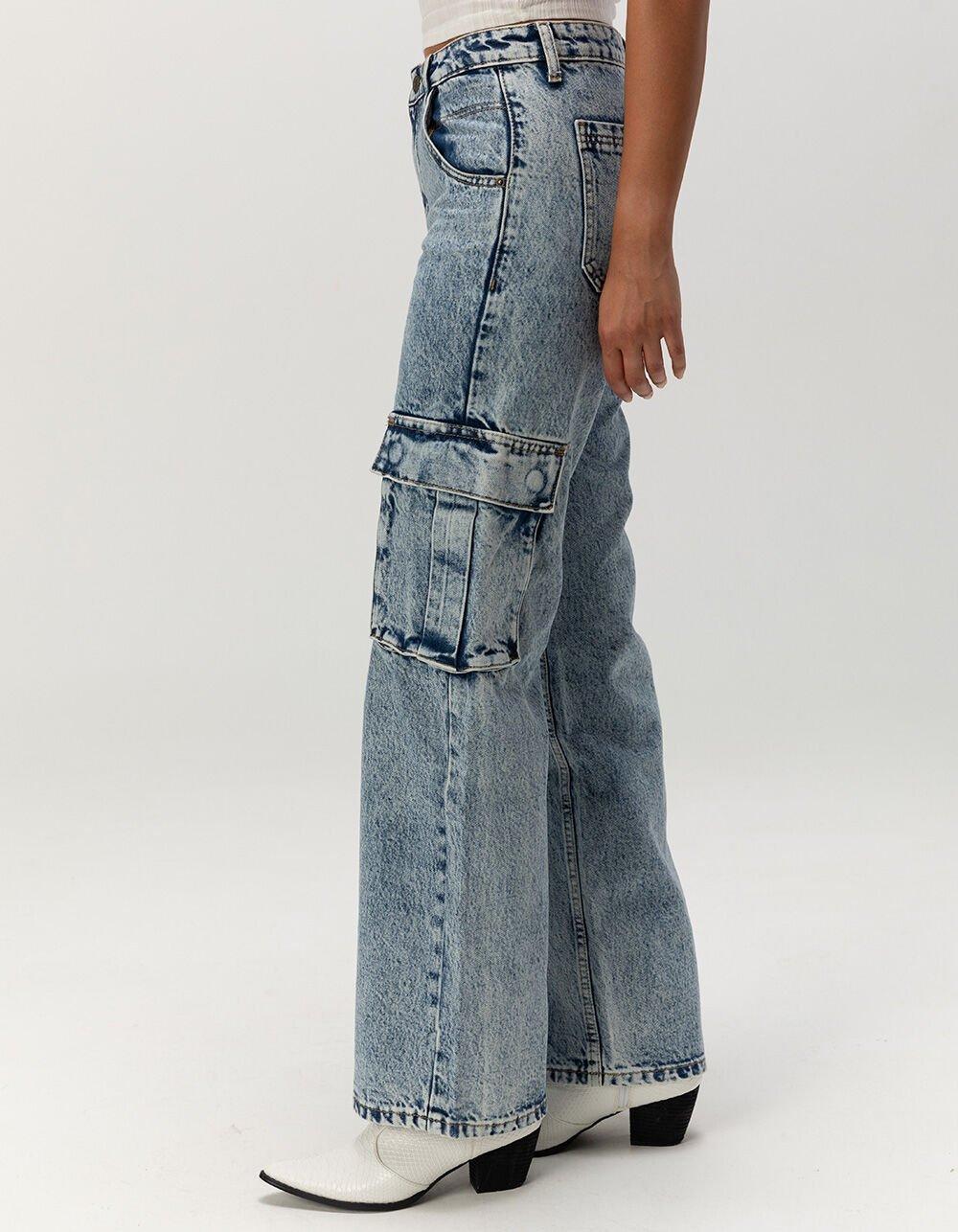 GUESS ORIGINALS Kit Womens Cargo Jeans - ACID WASH Product Image
