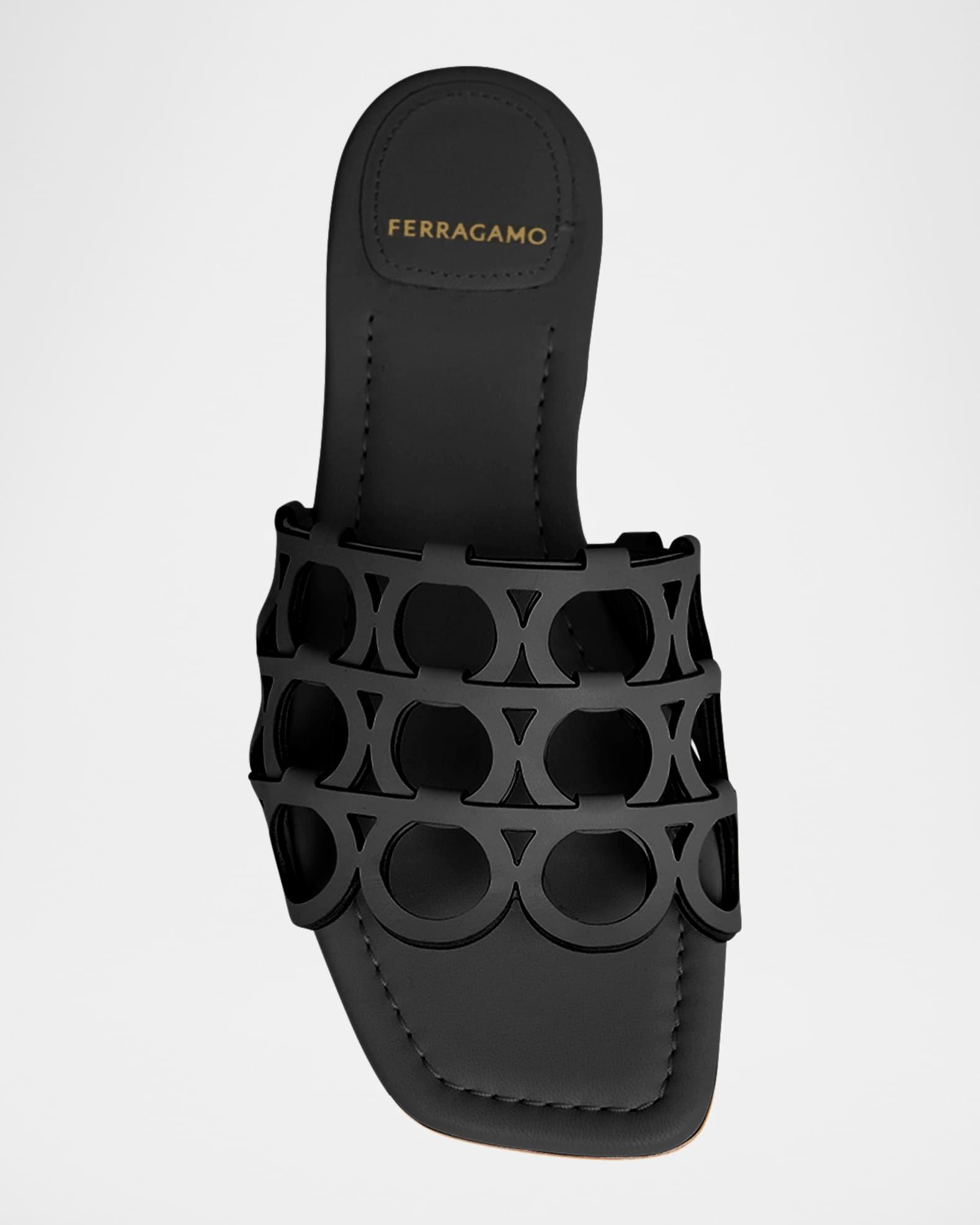 Erne Leather Gancini Link Slide Sandals Product Image