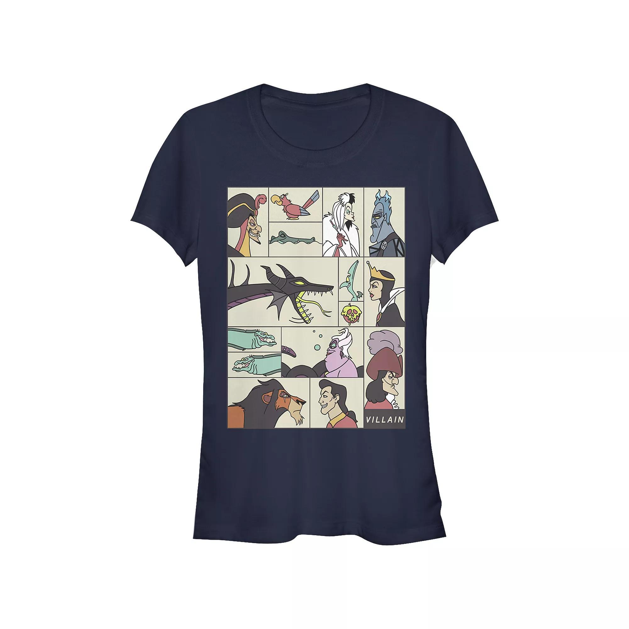 Disney Villains Square Portrait Profiles Juniors Fitted Graphic Tee, Girls Athletic Grey Product Image