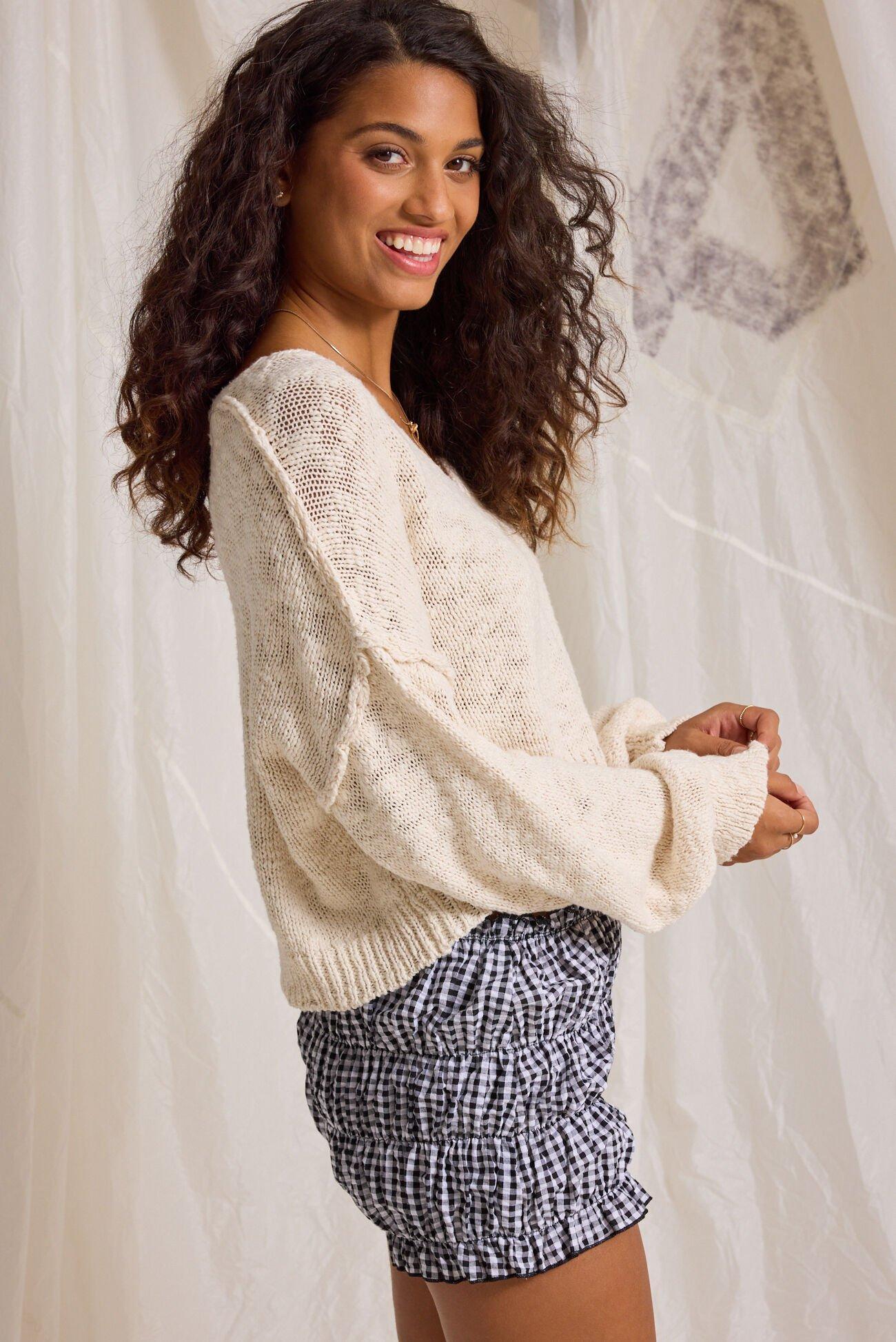 Natalie V-Neck Crop Sweater Product Image