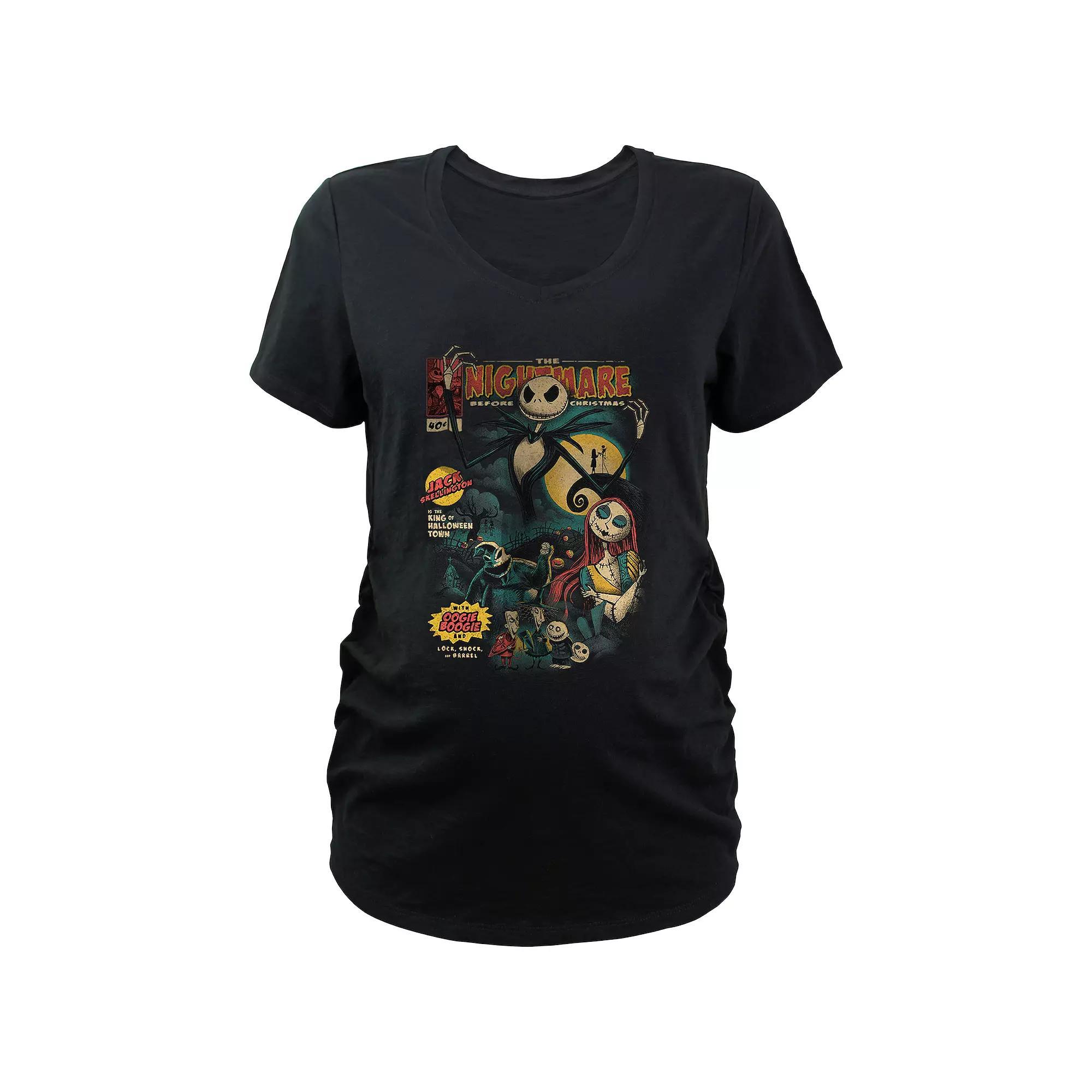 Disney's The Nightmare Before Christmas Comic Cover Maternity Graphic Tee, Women's, Size: XXL-MAT, Black Product Image