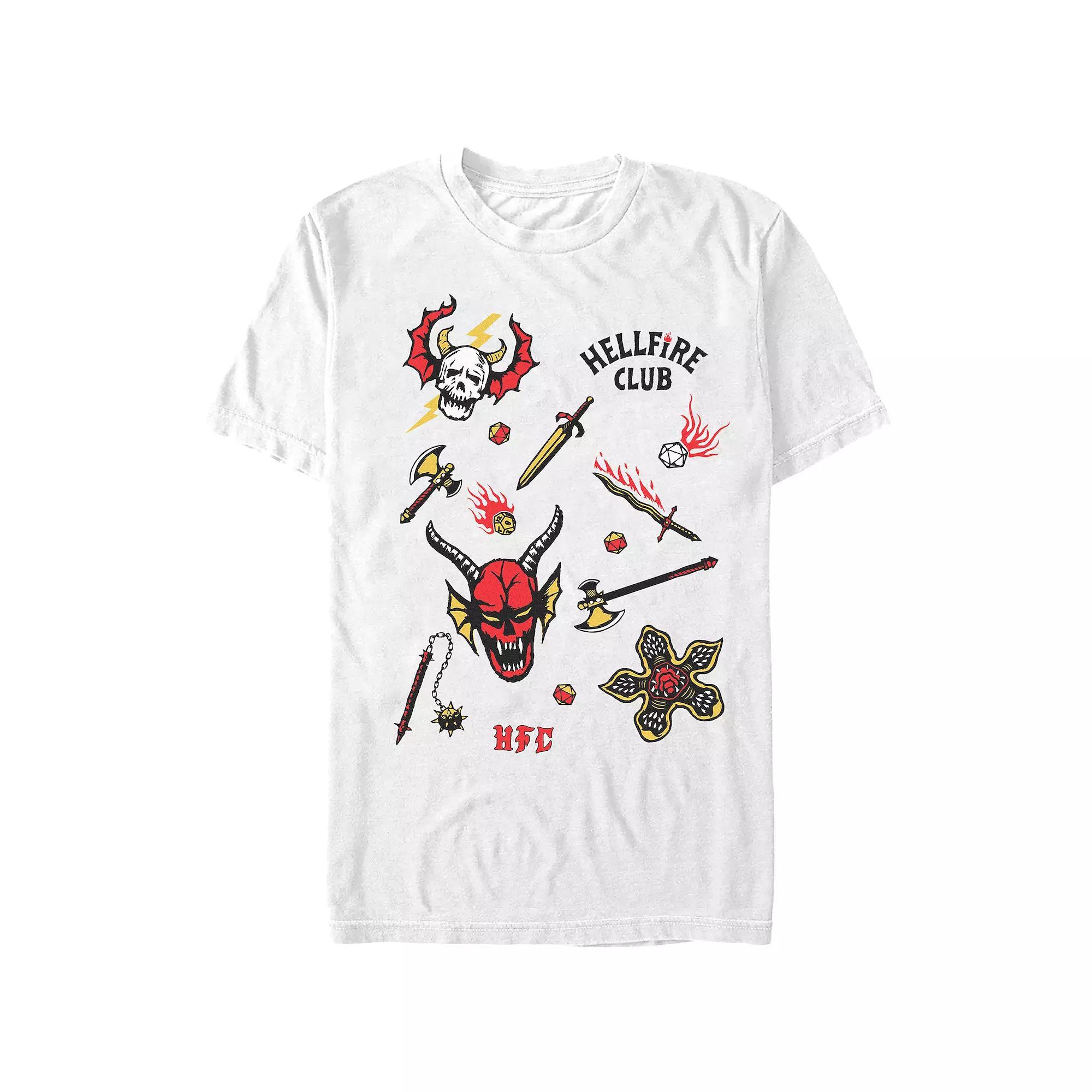 Men's Stranger Things Hellfire Club Icons Graphic Tee, Size: Medium, White Product Image