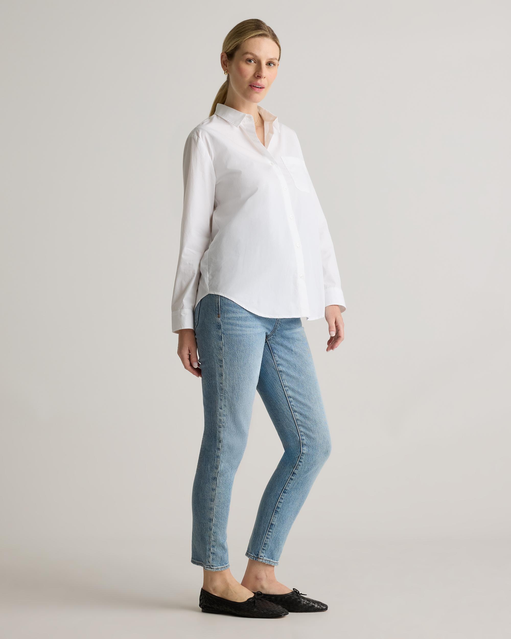 Quince | Women's Poplin Maternity Long Sleeve Shirt Size XS, Organic Cotton Product Image