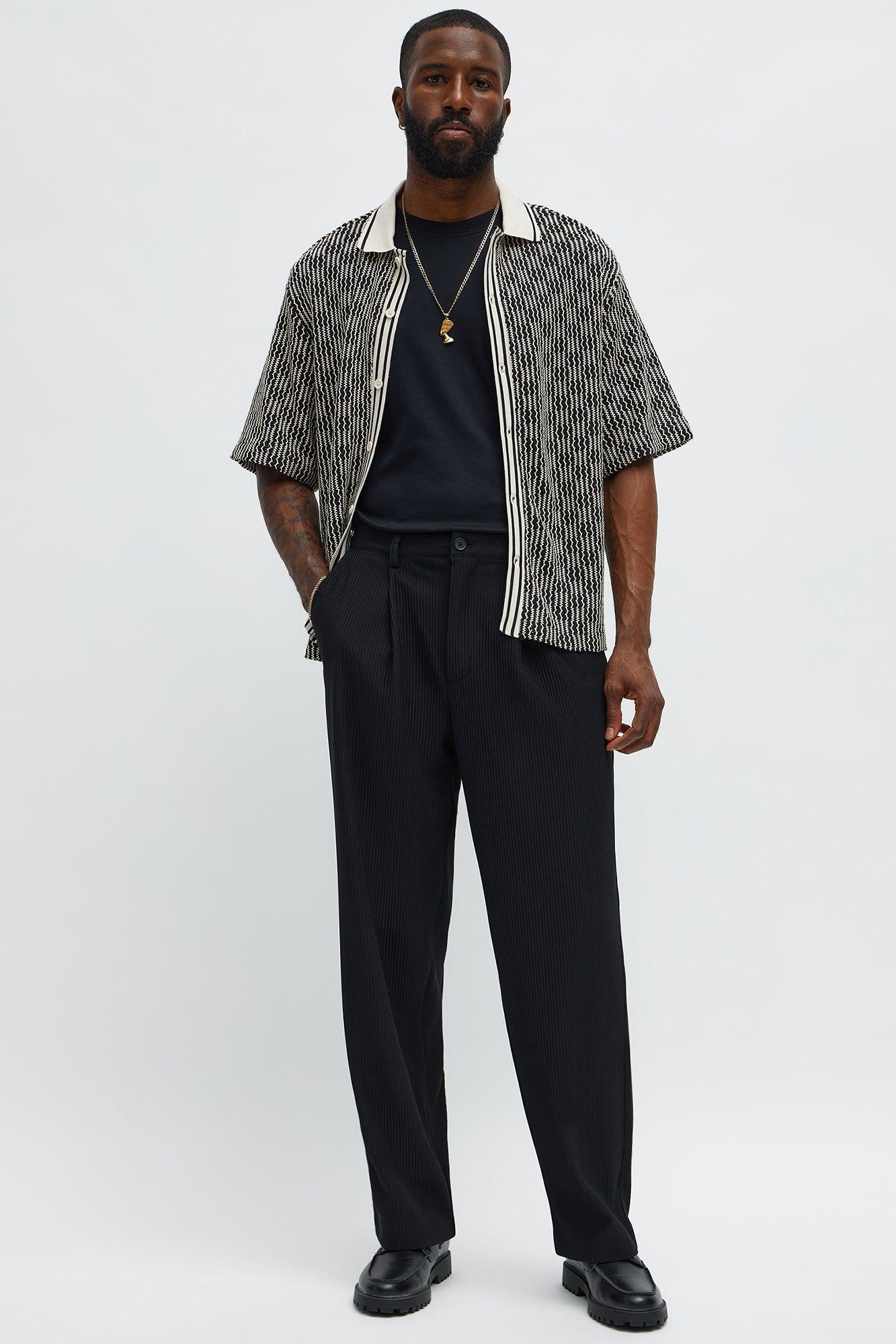 Show Up Straight Pleated Trousers - Black Product Image
