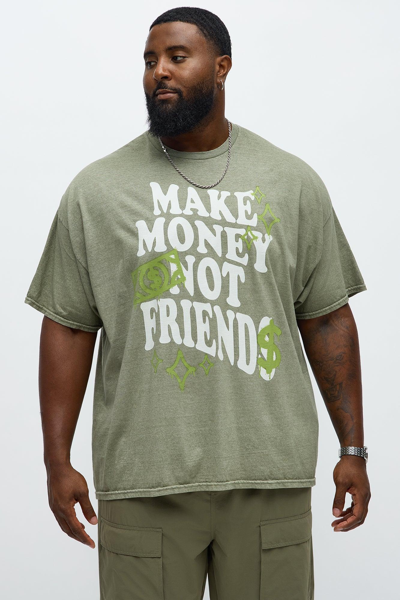 Make Money Not Friends Oversized Short Sleeve Tee - Olive Product Image