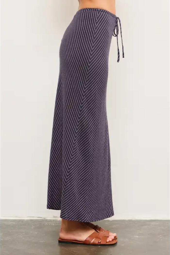 Drawstring Waist Pinstripe A Line Skirt Product Image