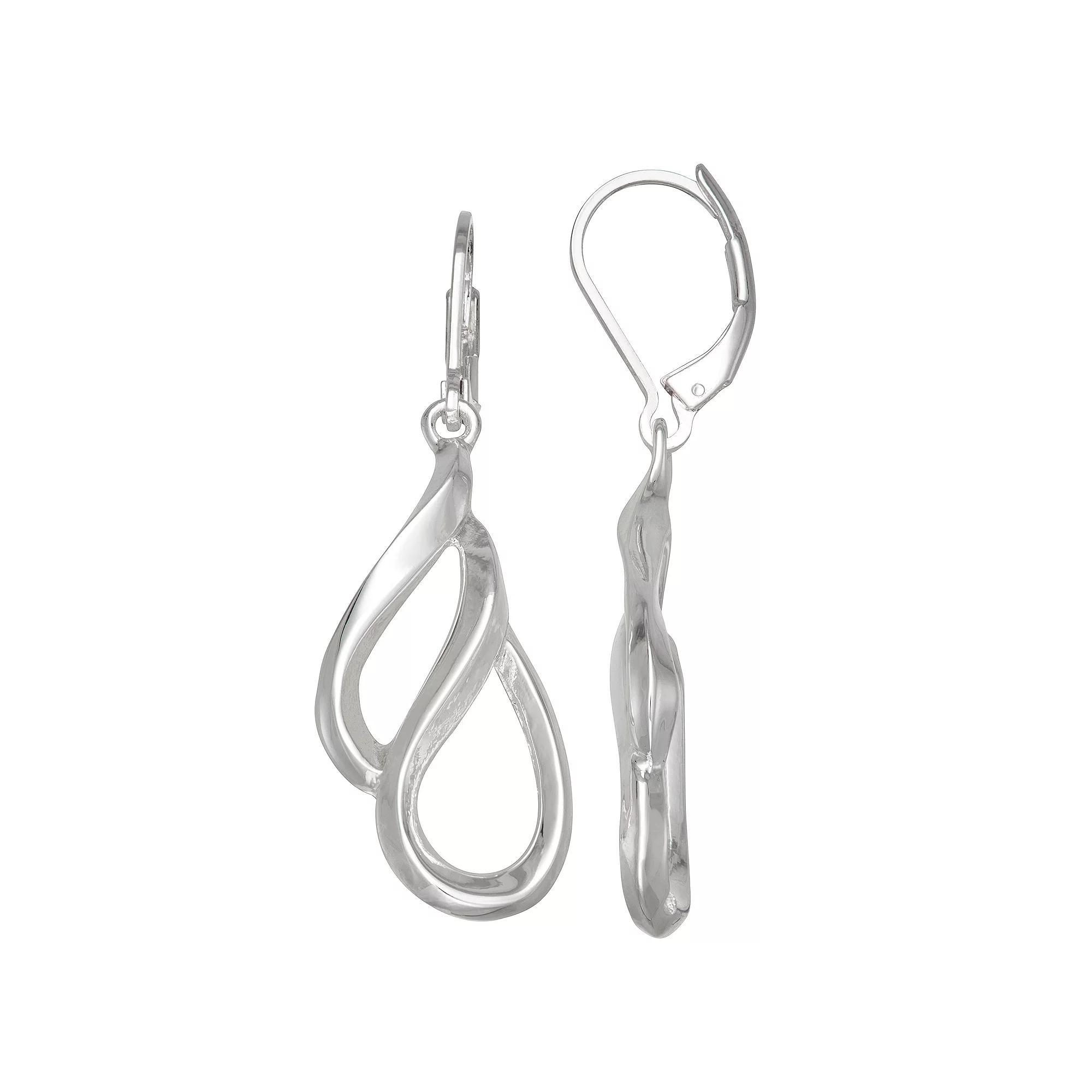 Napier Silver Tone Silver Leaves Drop Earrings, Women's Product Image