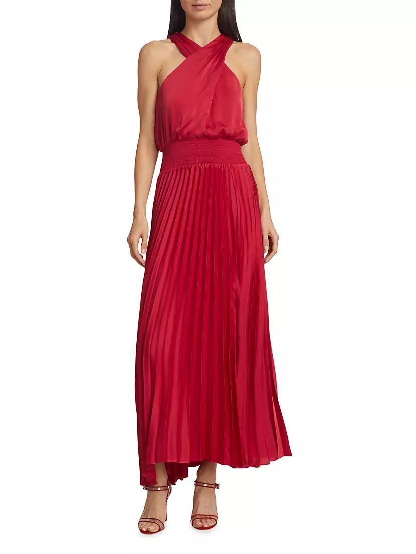Arina Halter Neck Pleated Maxi Dress Product Image