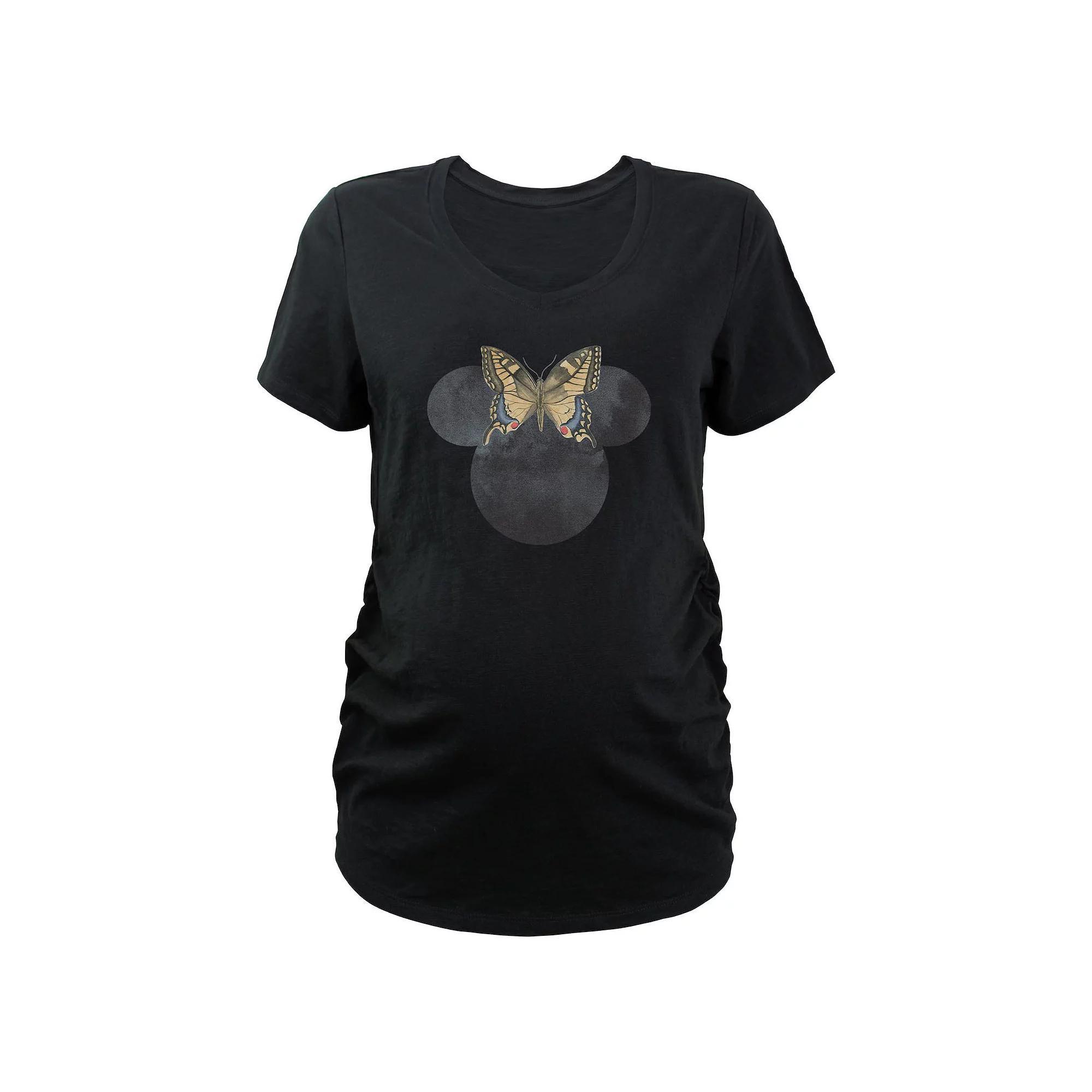 Maternity Minnie Mouse Butterfly Bow V-Neck Graphic Tee, Women's, Size: XXL-MAT, Black Product Image