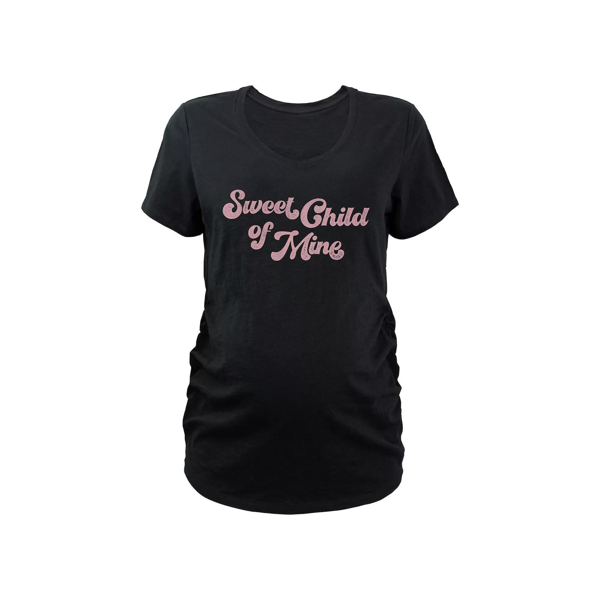 Maternity Sweet Child Of Mine V-Neck Graphic Tee, Women's, Size: Large-Mat, Black Product Image
