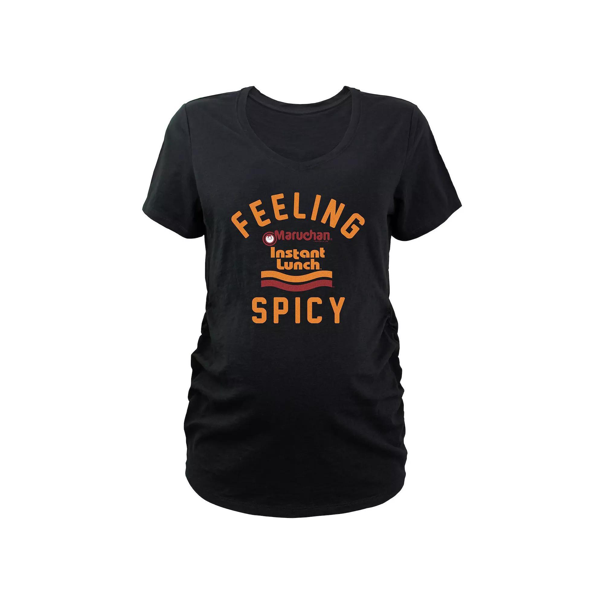 Maternity Maruchan Feeling Spicy V-Neck Graphic Tee, Women's, Size: XL-Mat, Black Product Image