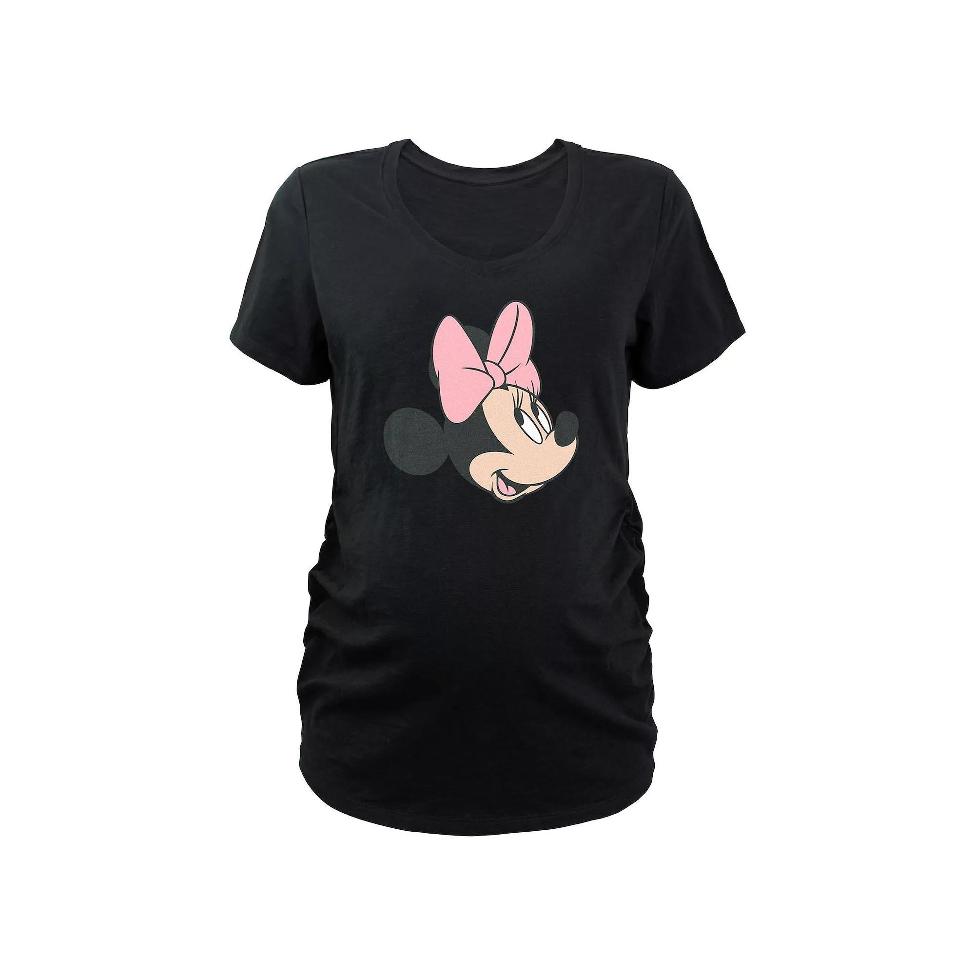Maternity Minnie Mouse Head Profile V-Neck Graphic Tee, Women's, Size: XL-Mat, Black Product Image