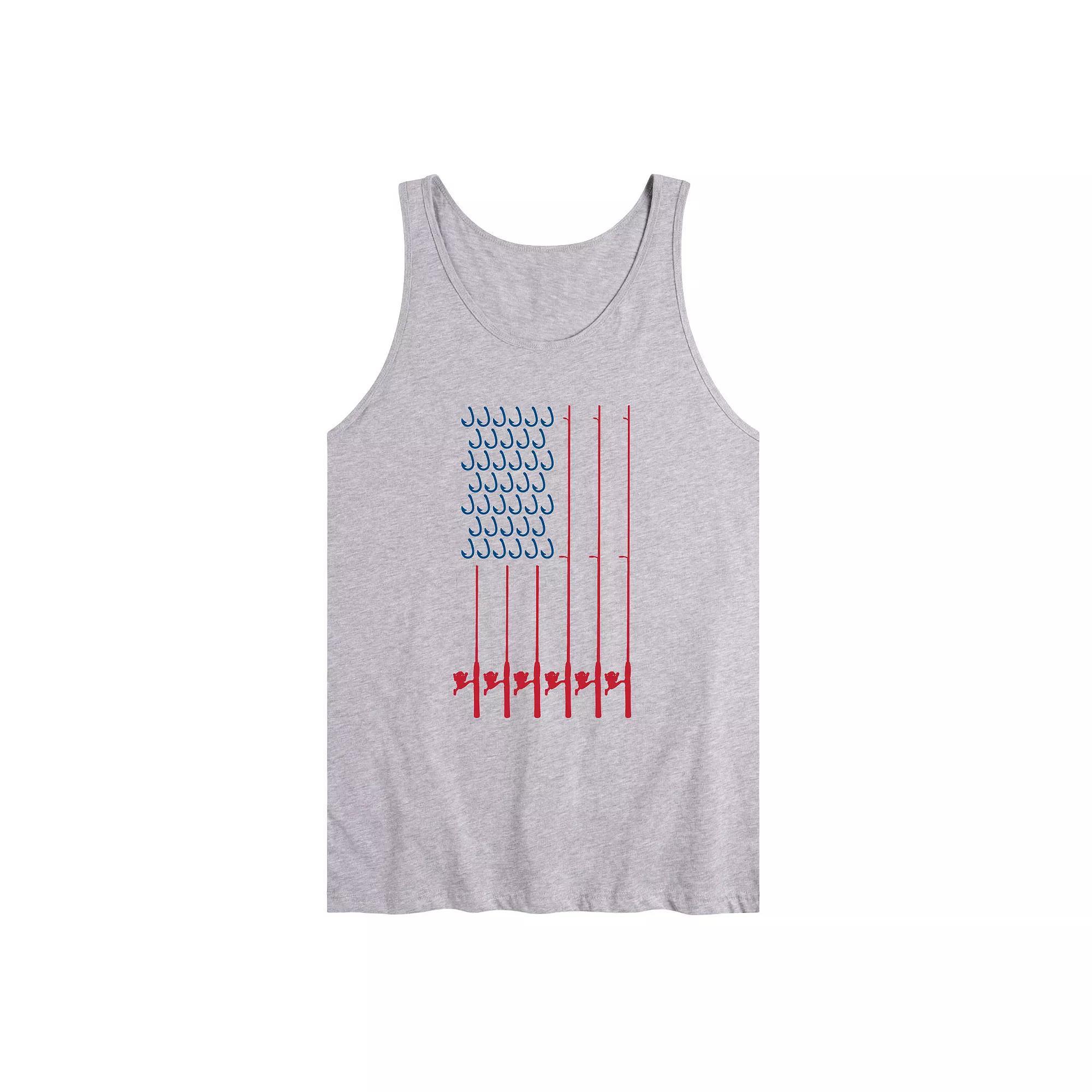 Mens Fishing Pole Americana Flag Graphic Tank Top Product Image