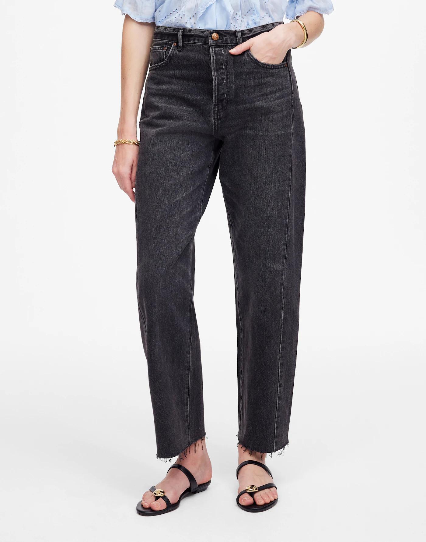 Pieced Barrel-Leg Jeans Product Image