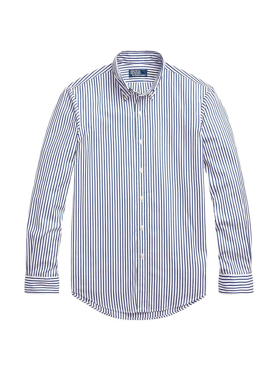 Mens Striped Cotton Button-Down Shirt Product Image