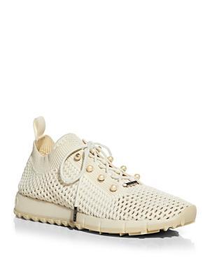 Womens Veles Faux Pearl-Embellished Crocheted Sneakers Product Image
