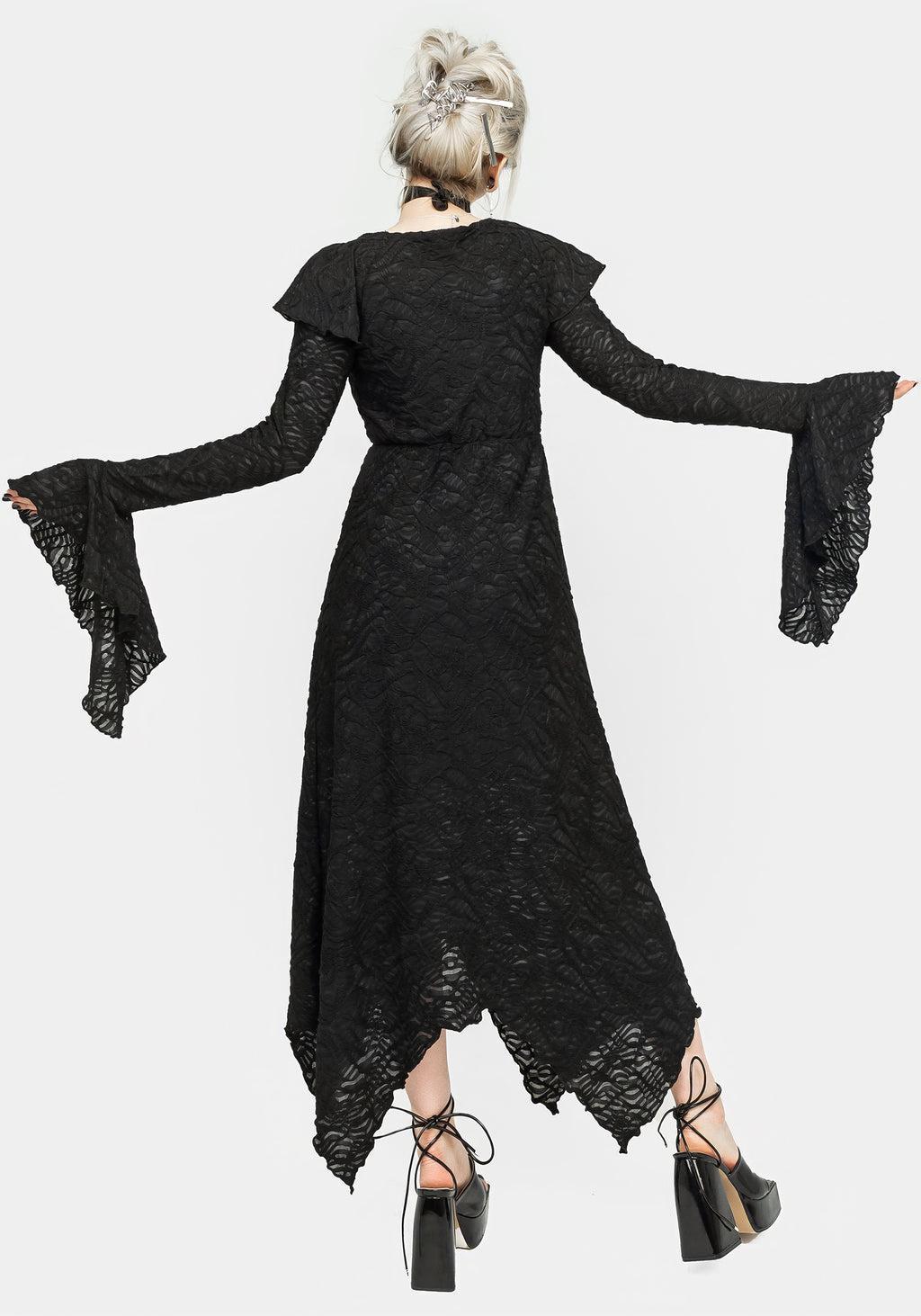 Jessel Distressed Cascade Handkerchief Hem Midi Dress Product Image