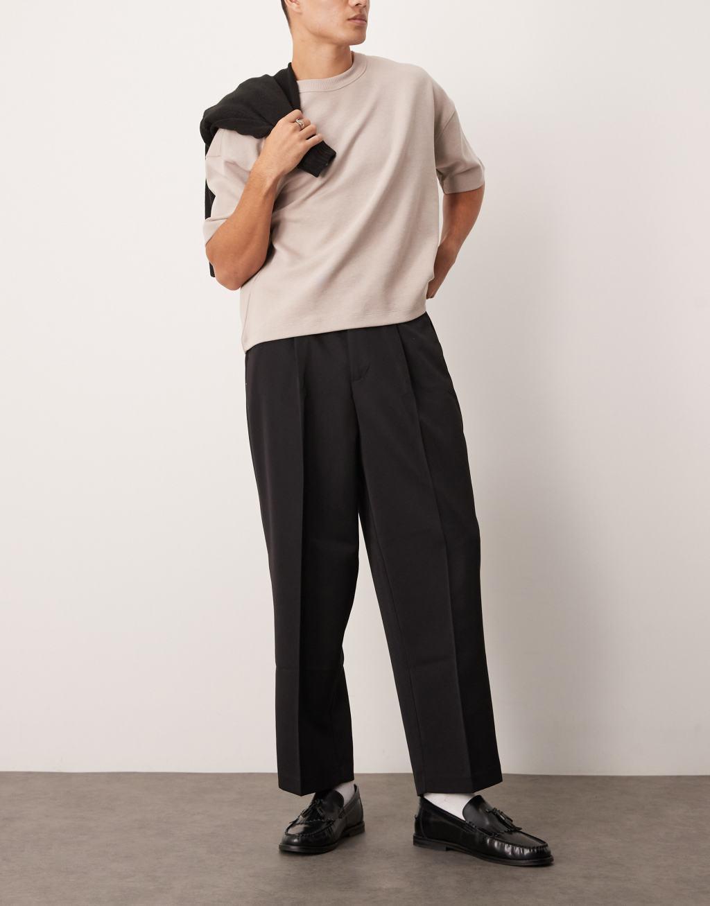 ASOS DESIGN smart balloon pants with front pleat in black Product Image