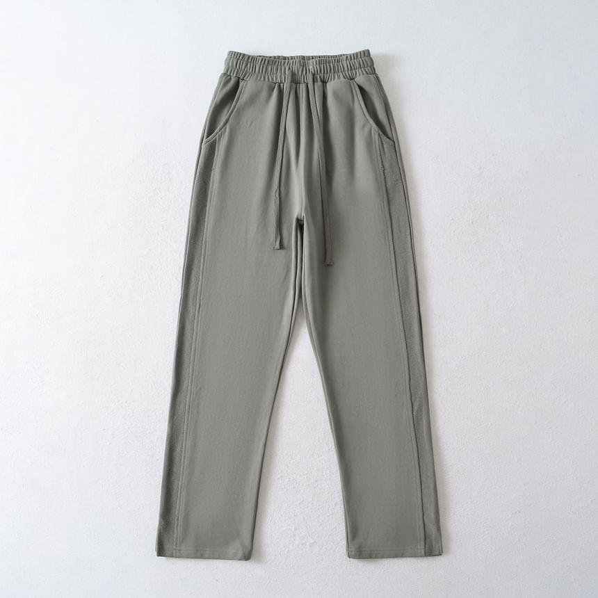 Drawstring Waist Plain Straight Leg Sweatpants Product Image