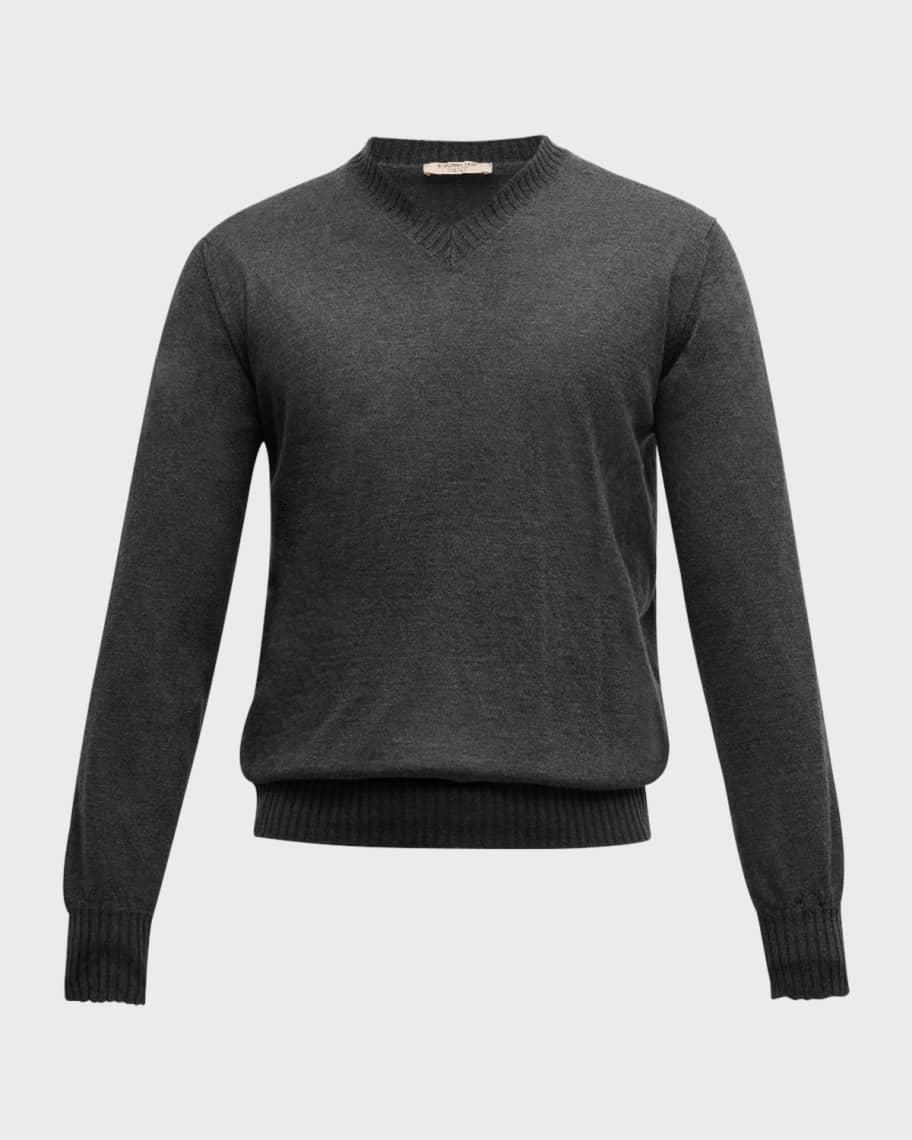 Mens Duvet Cashmere High V-Neck Sweater Product Image