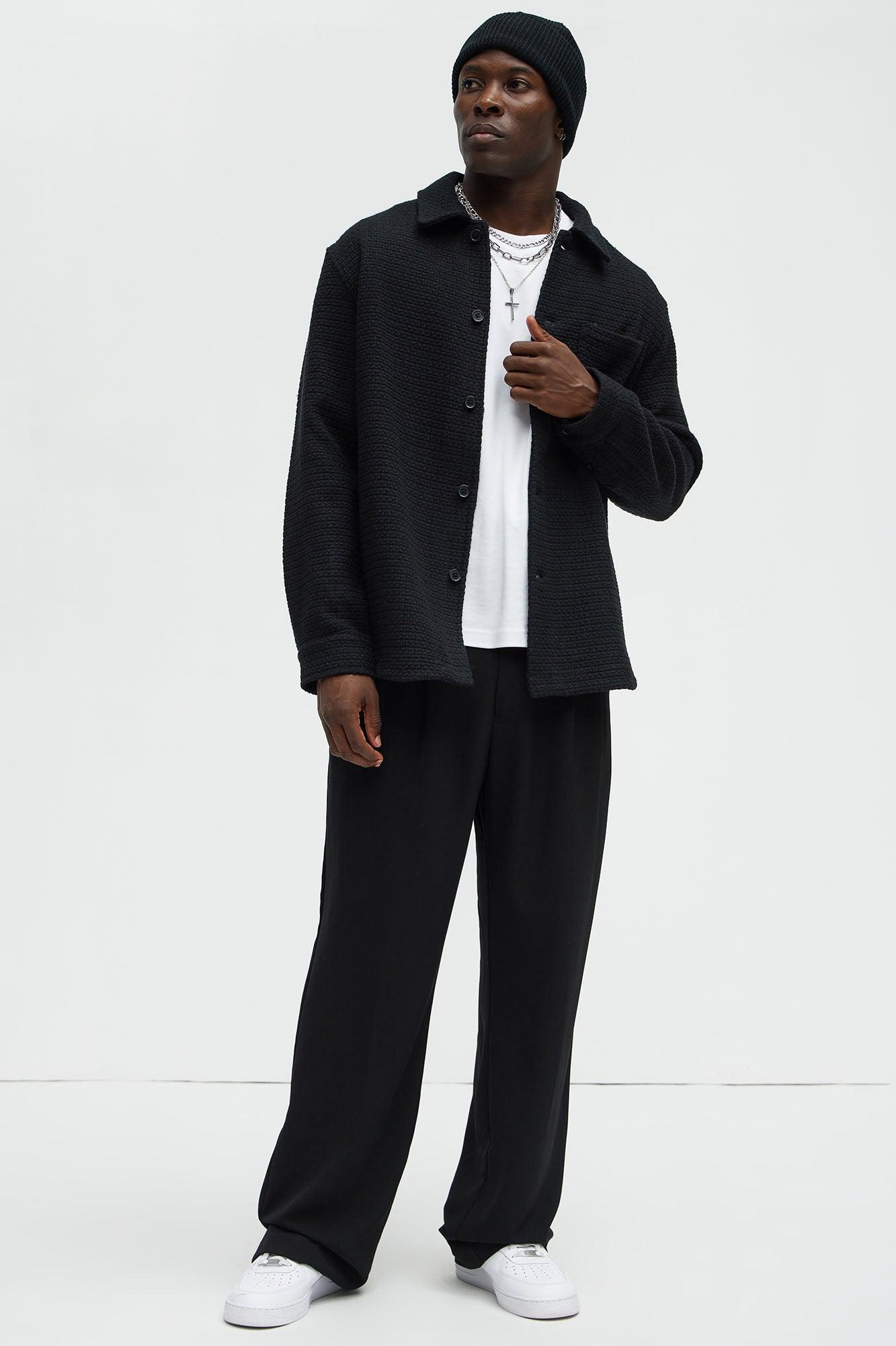 Linden Textured Button Up Shirt - Black Product Image