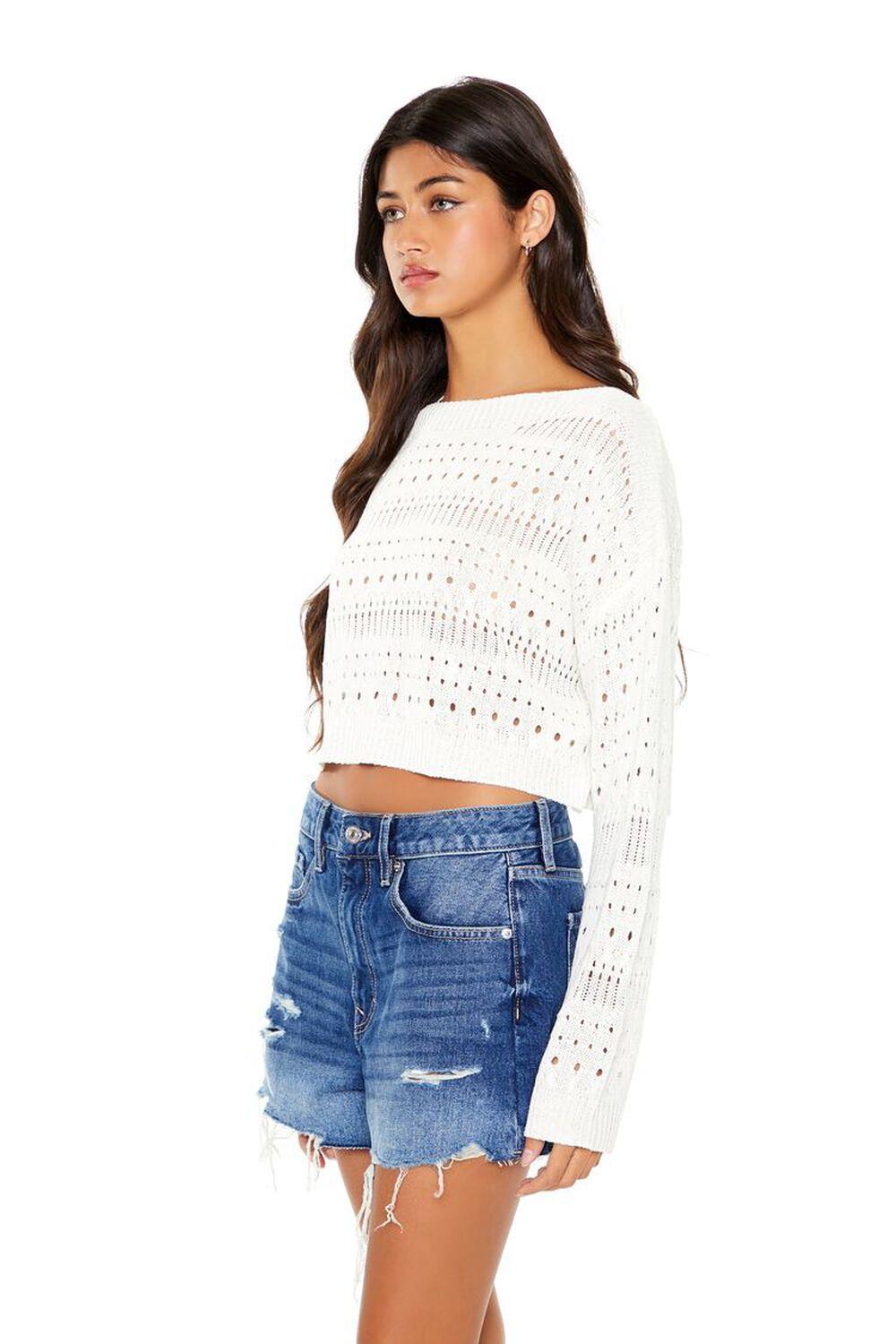 Cropped Pointelle Knit Sweater | Forever 21 Product Image