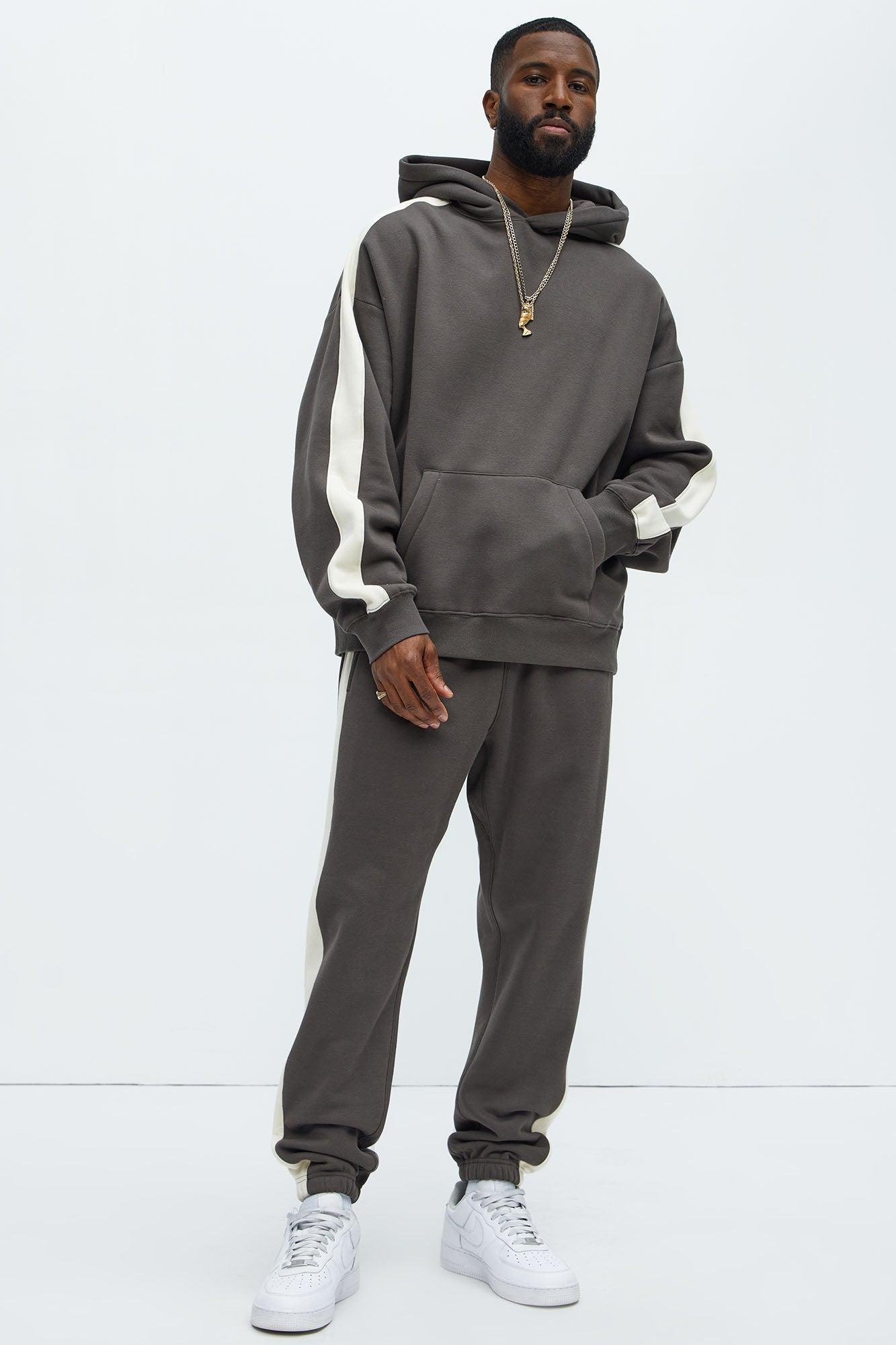 Tyson Heavyweight Oversized Striped Hoodie - Olive Product Image