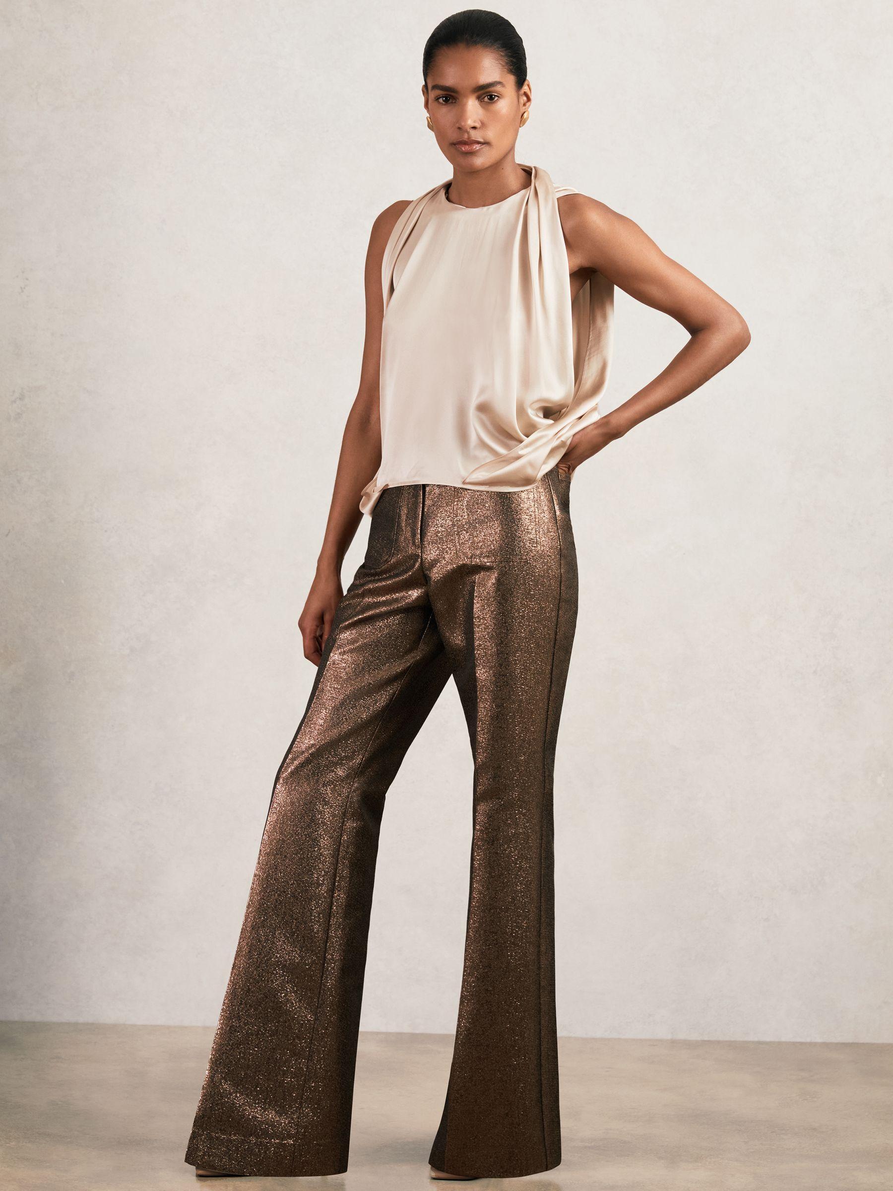 Silk Draped Sleeveless Top in Champagne Neutral Product Image