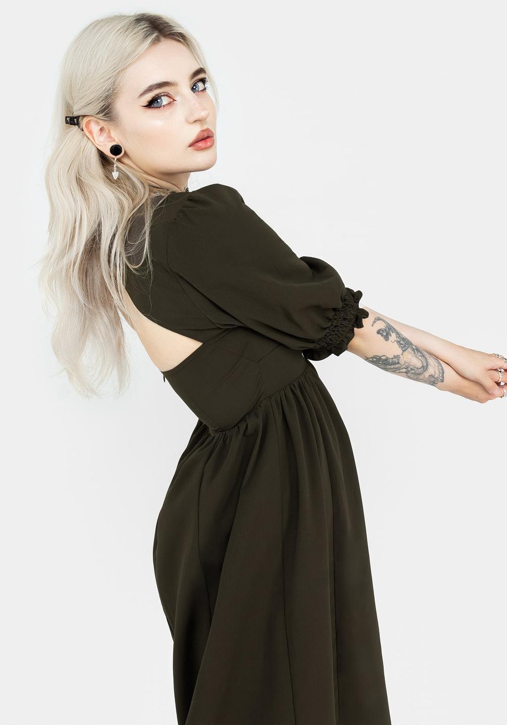 Divination Textured Midi Dress - Green Product Image