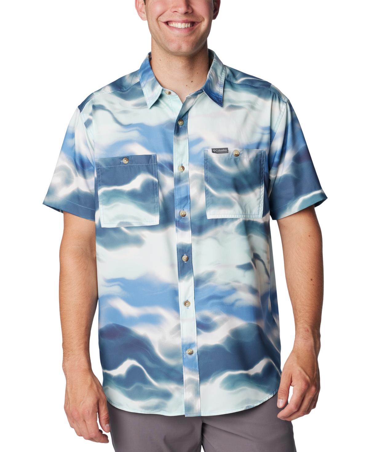 Men's Columbia UPF 40 Utilizer Printed Short Sleeve Button-Down Shirt, Size: Small, Spray Areca Product Image