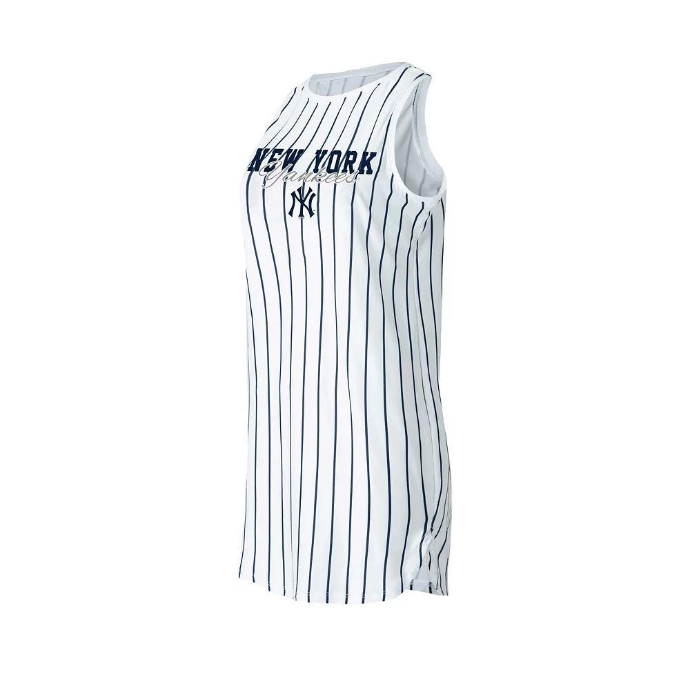 Women's Concepts Sport White New York Yankees Reel Pinstripe Knit Sleeveless Nightshirt, Size: 3XL Product Image