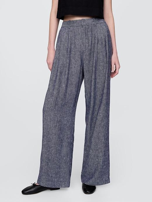365 High Rise Linen-Blend Trousers Product Image