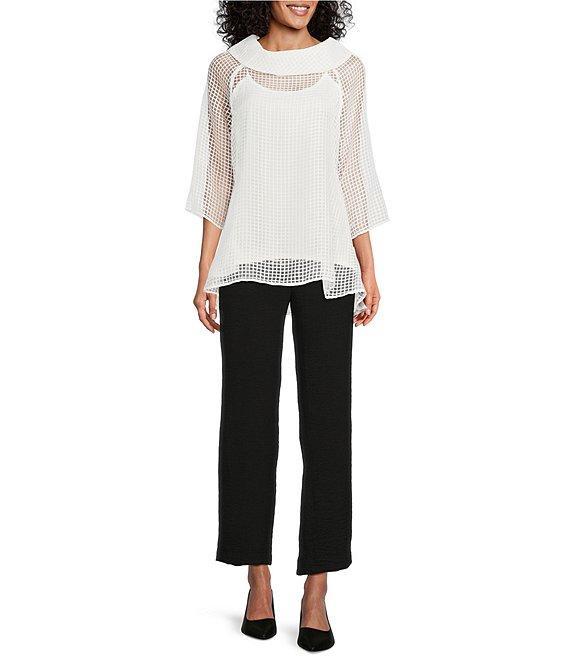 IC Collection Crinkle Woven Elastic Waist Wide Leg Pull-On Pants Product Image
