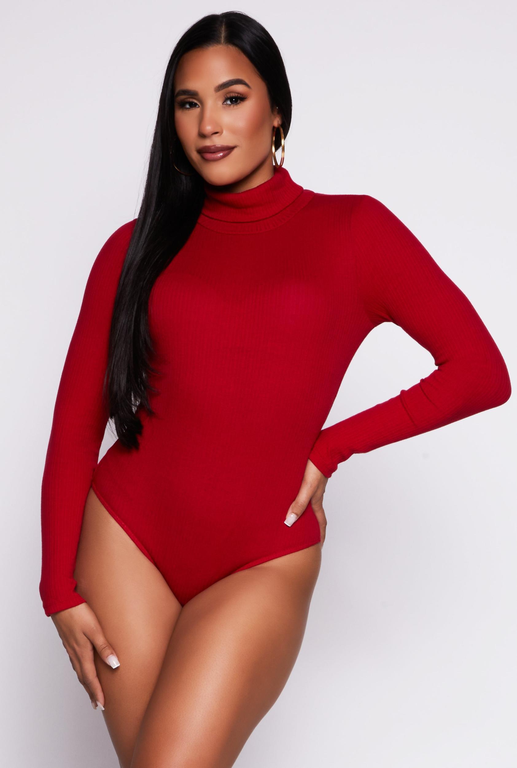Womens Turtleneck Long Sleeve Bodysuit Product Image