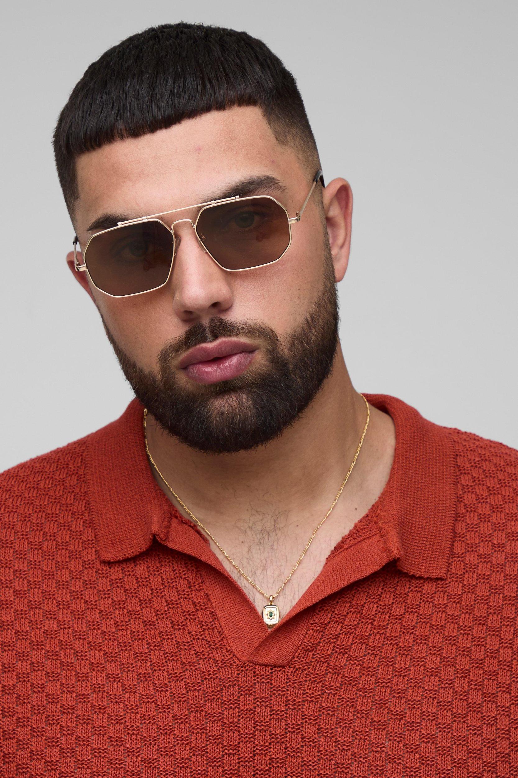 Plus Regular Fit Micro Check Crochet Polo Shirt | boohooMAN USA Product Image