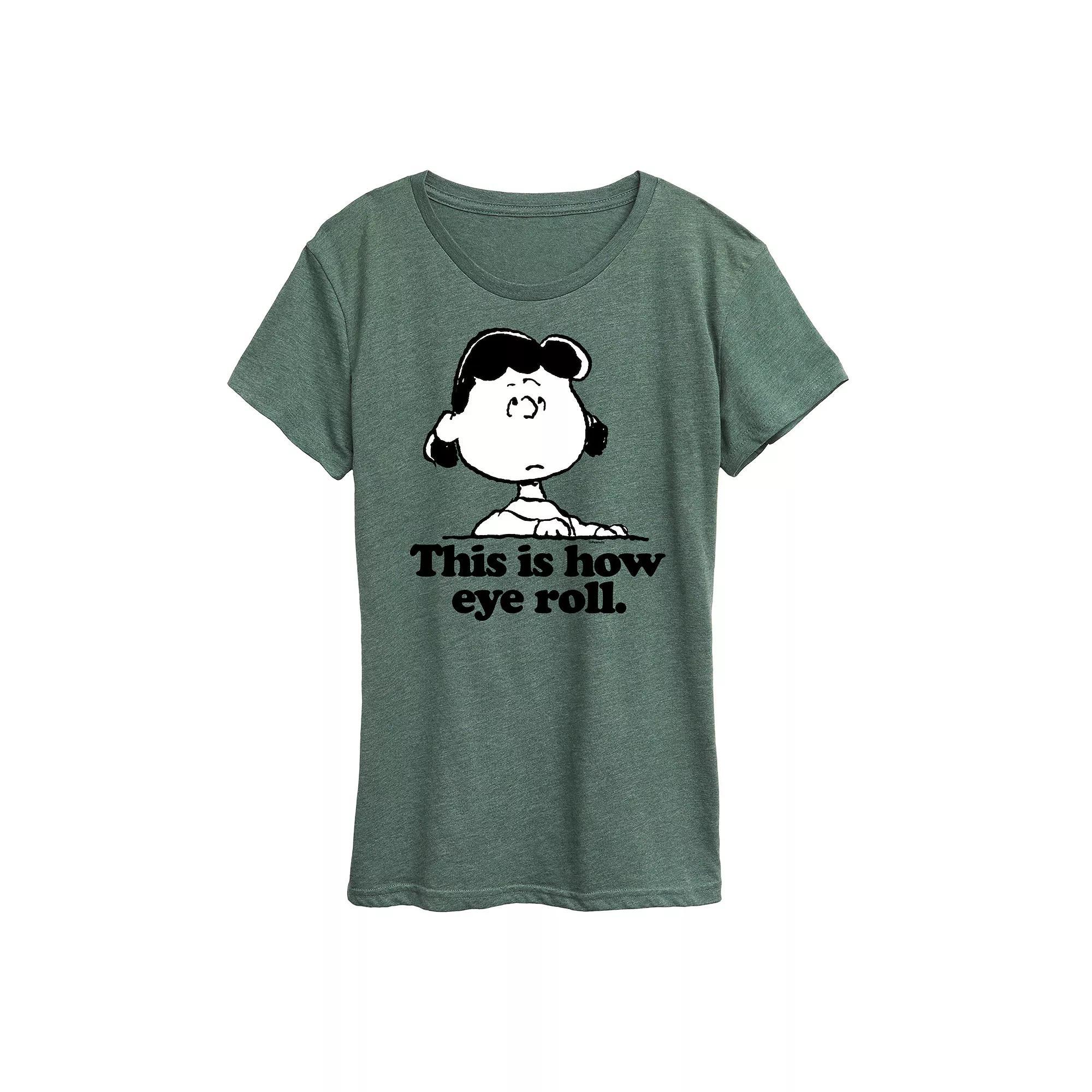 Womens Peanuts Lucy This Is How Eye Roll Graphic Tee Grey Gray Product Image