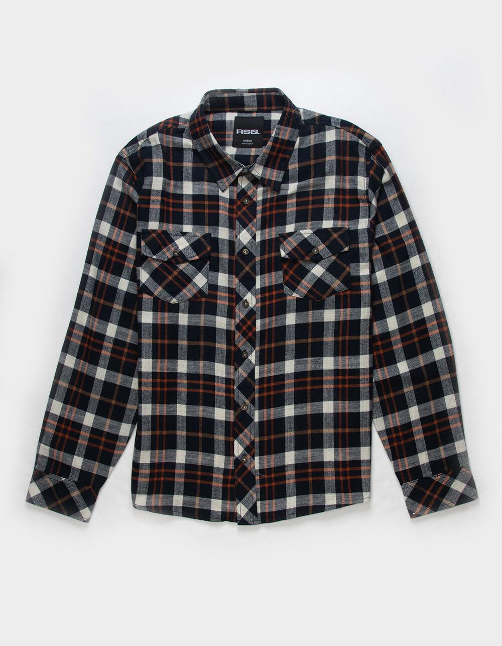 RSQ Mens Plaid Flannel - NAVY/ORANGE Product Image