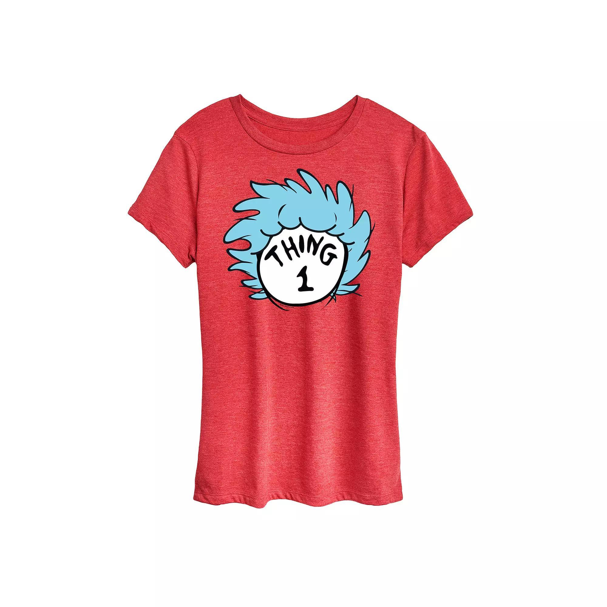 Women's Dr. Seuss Thing 1 Graphic Tee, Size: Large, Grey Red Product Image