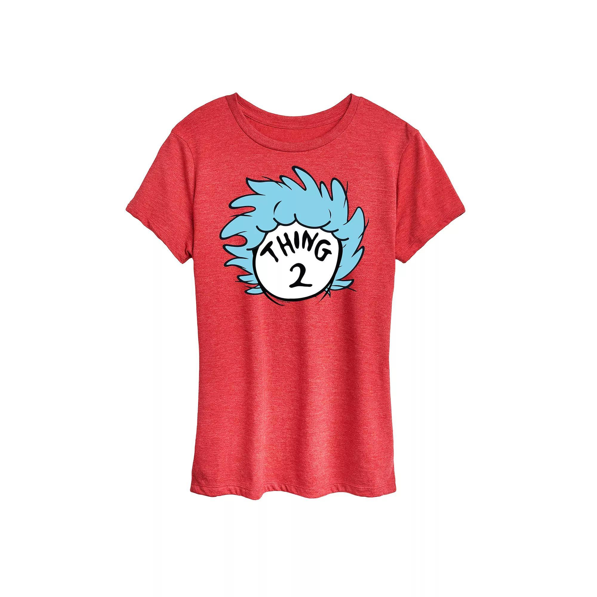 Women's Dr. Seuss Thing 1 Graphic Tee, Size: Large, Grey Red Product Image