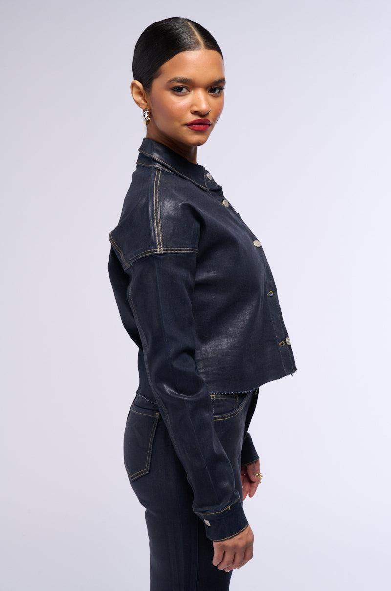 AFTER DARK DENIM BUTTON UP TOP Product Image