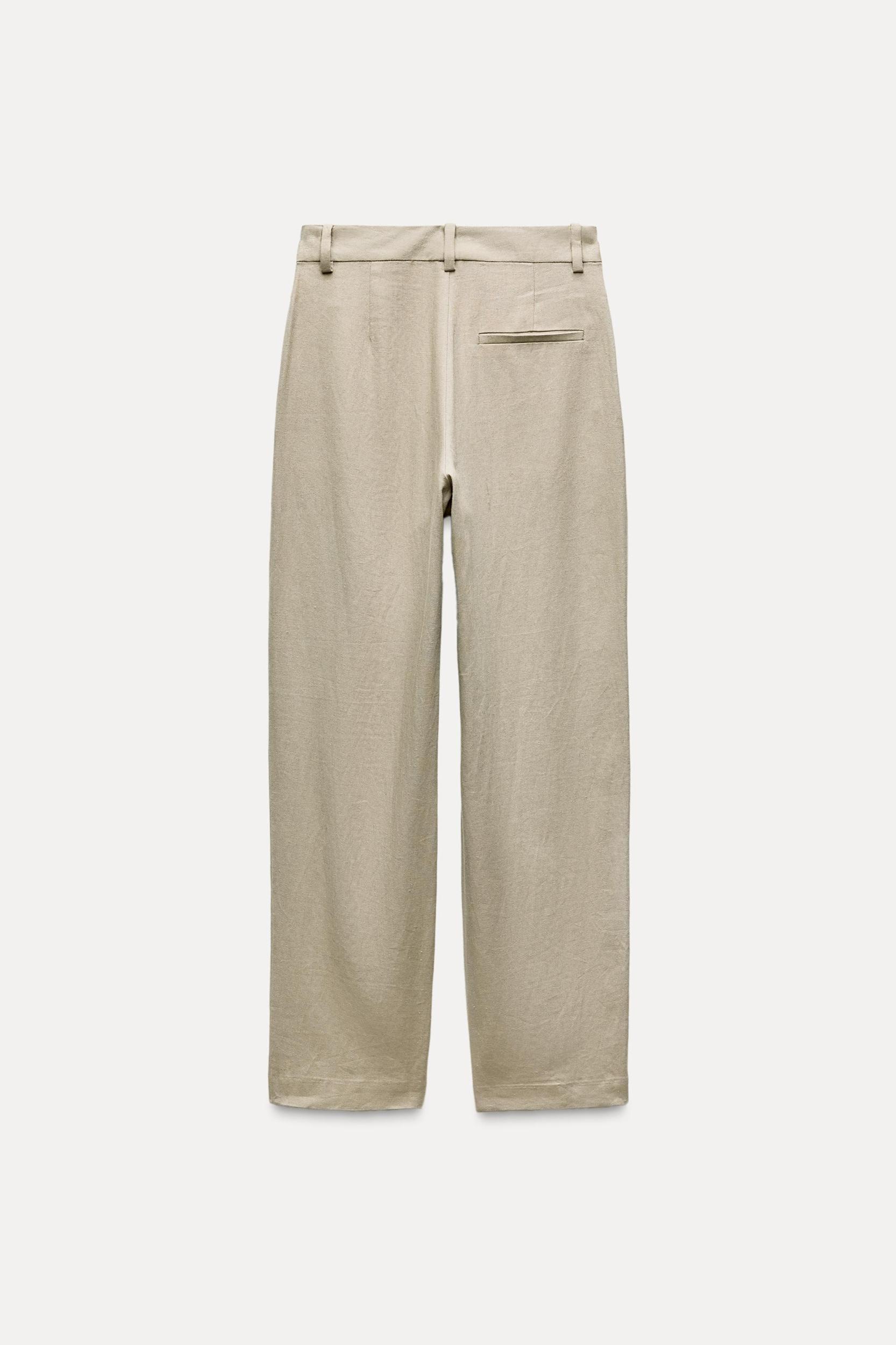 LINEN BLEND WIDE LEG PANTS Product Image