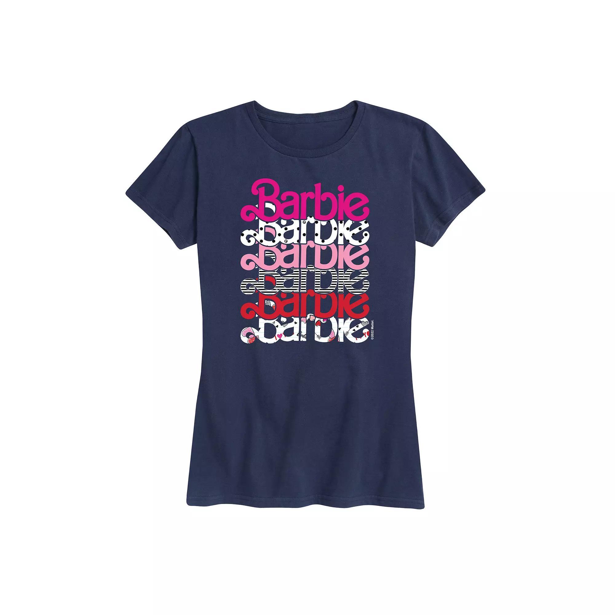 Womens Barbie Stacked Graphic Tee Blue Product Image