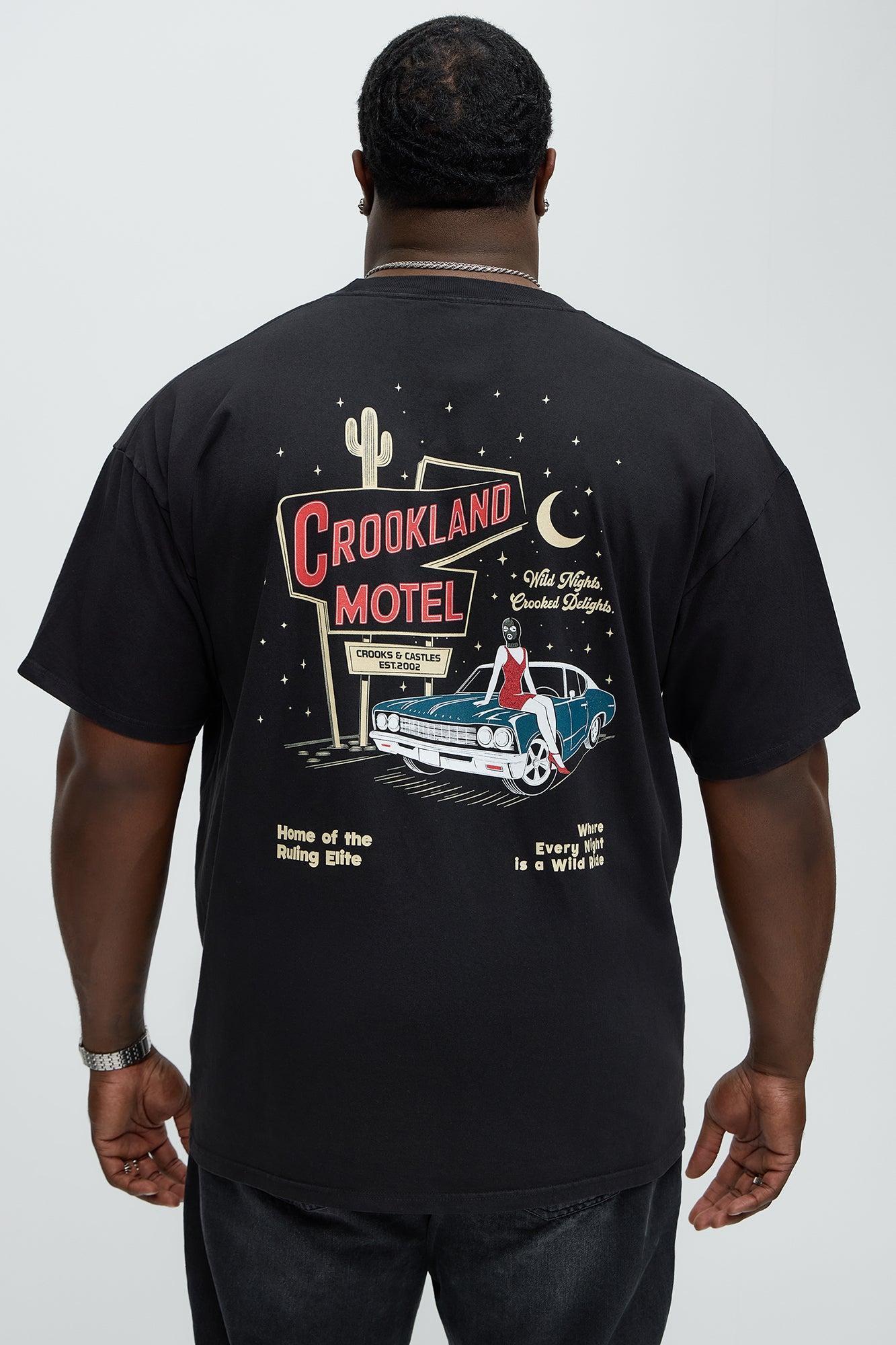 Crookland Oversized Motel Short Sleeve Tee - Black Male Product Image