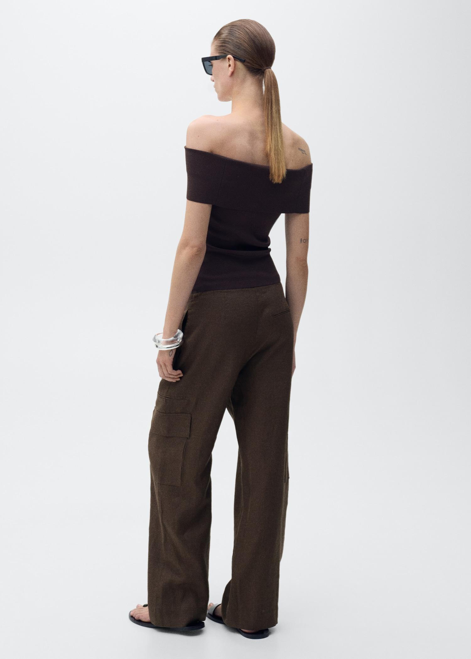 Linen cargo trousers - Women | MANGO USA Product Image