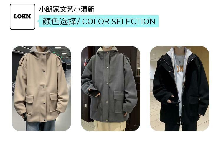Mock Two-Piece Two Tone Hooded Zip-Up Jacket Product Image