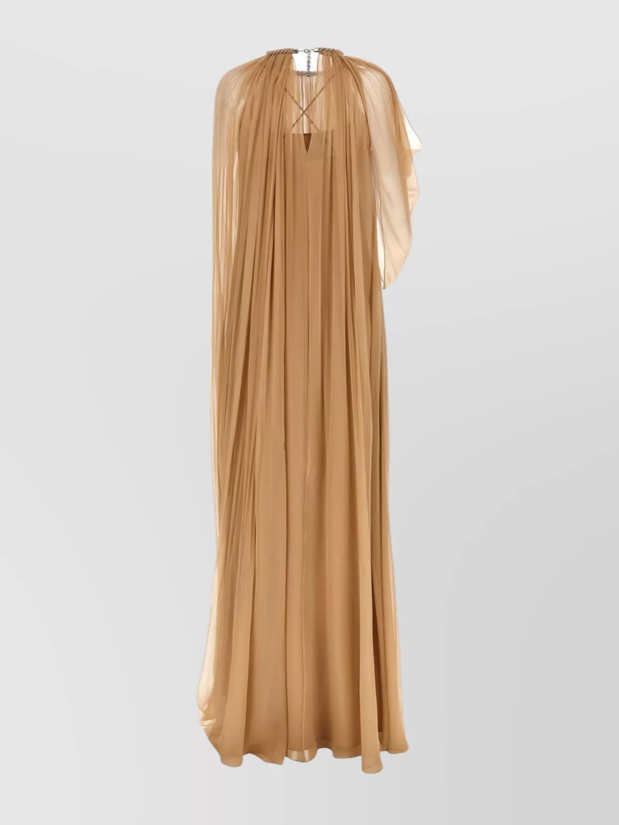 ALBERTA FERRETTI Long Chiffon Dress Dresses Beige Product Image