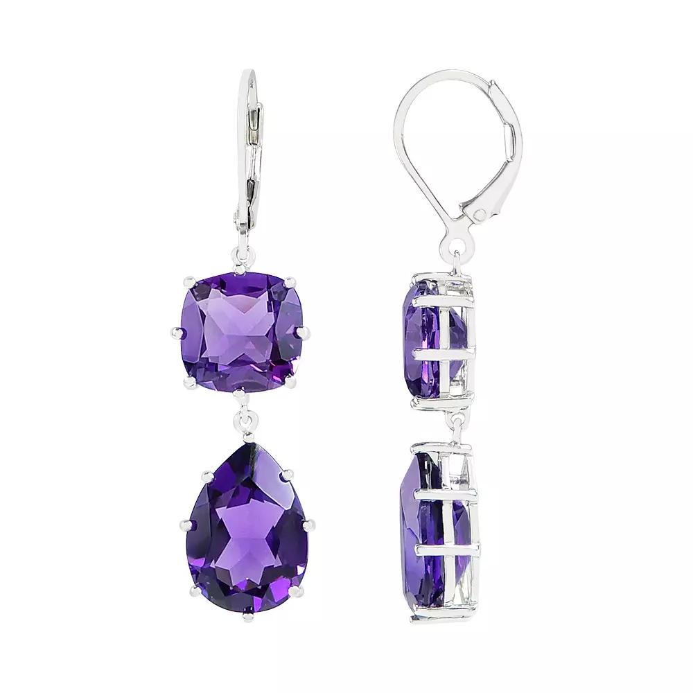 SIRI USA by TJM Sterling Silver Simulated Purple Quartz Double Drop Earrings, Women's Product Image